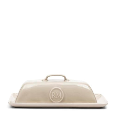 Riviera Maison Butter Dish with Lid Beige Porcelain Butter Dish Suitable for Fresh Butter Kitchenware - Portofino Butter Dish - (LxWxH) 17.5x14x14 on Sale